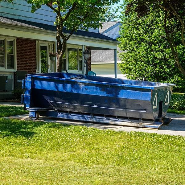 residential dumpsters can be placed on a driveway or lawn, but safety measures need to be required to avoid damage to the property